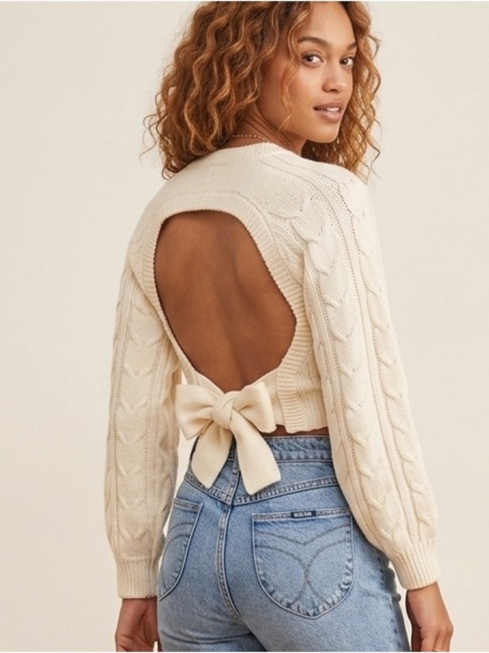 Sage The Label URBAN OUTFITTERS Backless Cropped Open Boxy Sweater Women’s XL